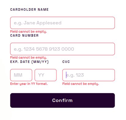 Interactive Card Details Form screenshot