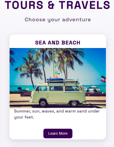 Interactive Travel Cards screenshot