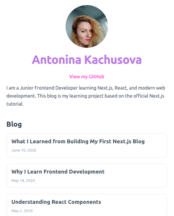 Next.js Markdown Blog screenshot