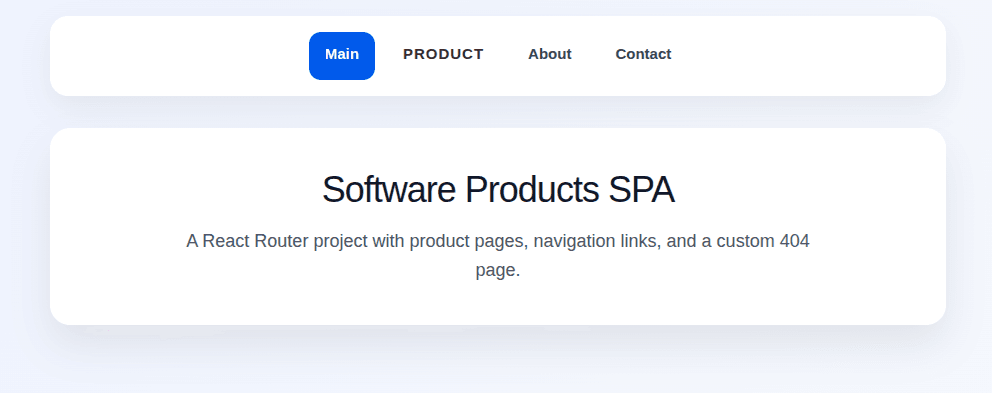 React Router Products SPA screenshot