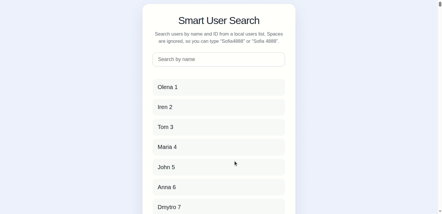 Smart User Search demo